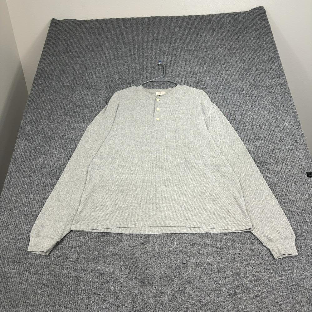 J Crew Oarsman Thermal Shirt Mens XL Gray Long Sleeve Hensley Waffle Knit Cotton - Picture 4 of 7